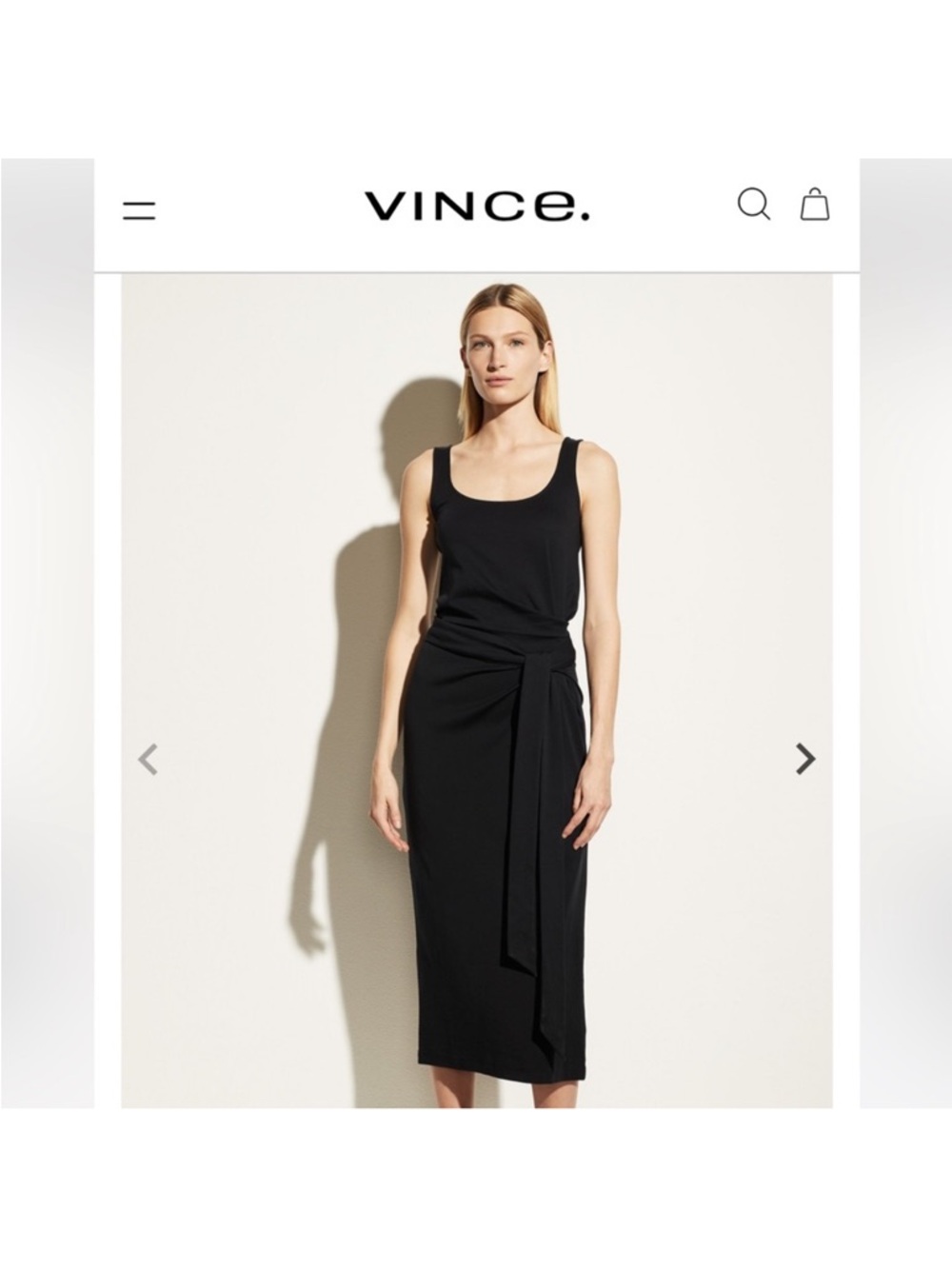 Vince Black Cotton Wrap Sleeveless Dress – Size Small (NWT) | Minimalist Staple